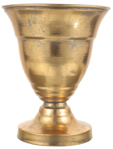 TOYANDONA Maceta Copa Trofeo Vintage de Hierro Dorado para Balcón y Hogar
