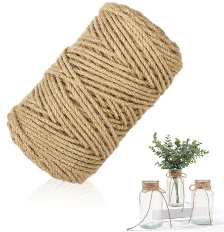 50 m Juteseil, 6 mm Natur Juteschnur Kordel Sisalseil für Kratzbaum Stabiles Gartenschnur Tau Seil aus Natur Jute für Katzen Kratzseil Haushalt Garten DIY Dekoration