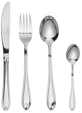Russell Hobbs 32 Piece Cutlery Set - Marseille, 18/0 Stainless Steel Flatware, 8 Place Settings, Tableware with Forks, Knives, Steak Knife, Tablespoons, Teaspoons, Dishwasher Safe, 15 Year Guarantee | 18/0 Stainless Steel, Mirror Polished Finish, Dishwasher Safe, Includes Forks Knives Teaspoons Tablespoons, 15 Year Guarantee