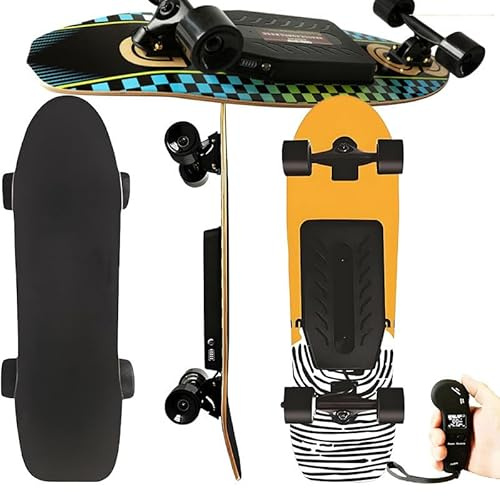 Premium E-Skateboard: 5600mAh Akku (26km/90 Min. Ladung), 4-Gang Regelung, 30° Steigfähigkeit + Fernbedienung – Leistungsstark 170W für Erwachsene Yellow