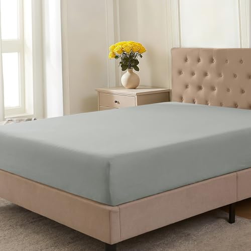 CELESTA Spannbettlaken 140x200cm 100% Baumwolle, Oeko-TEX Zertifiziert | Bettlaken 100% Jersey Baumwolle, Spannbetttuch 140x200, Matratzenhöhe bis 25 cm für Boxspringbett, Hellgrau