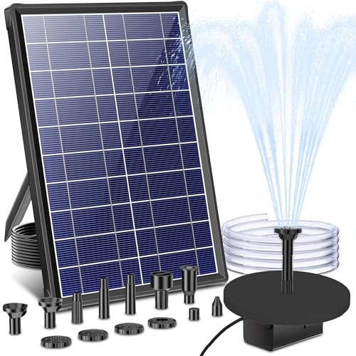 Biling Fuente solar para exteriores, pequeña 7,5 W, bomba solar para estanque con filtro, 10 boquillas, bombas de fuente solares, bomba de agua flotante, tubos de fuente de agua, para fuentes