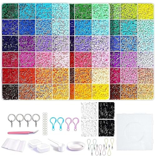 YueXing 2.6mm Fuse Beads Set, 29200pcs 72 Colors DIY Craft Kit with Pegboard, Keyrings & Storage – Complete Creative Art Supplies