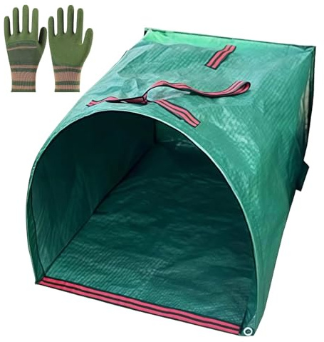 Sacchetti per rifiuti da giardino tipo paletta da 200 l, con manici, resistenti, resistenti, impermeabili, pieghevoli, riutilizzabili, per erba, foglie, siepi e detriti, 56 x 80 cm
