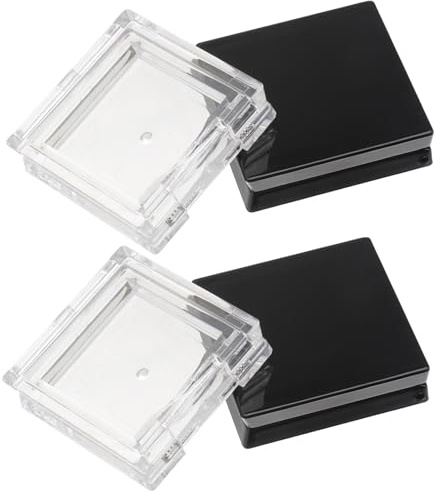 Generico Set 4 Scatole Vuote per Ombretti Quadrate Trasparenti e Nere, Contenitori Cosmetici Fai da Te per Ombretti, Fard e Ciprie, Organizer Trucco Compatto per Beauty Case e Tavolo