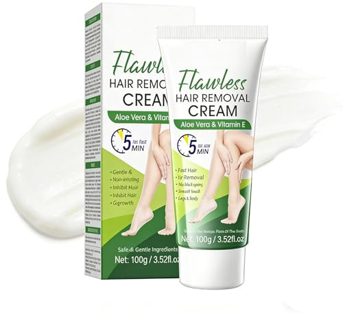 Aloe Vera Hair Removal Cream with Vitamin E, Hair Removal Cream for the Body, 5-Minute Gentle Depilatory Cream for Legs, Armpits, Arms, Slows Regrowth, Soothes the Skin, Smooth Results