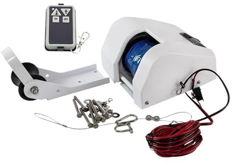 SMTYXS Electric Boat Anchor Winch Saltwater Pontoon Anchor Winch For Small Boats With Wireless Remote Control Kit Powerful Performance