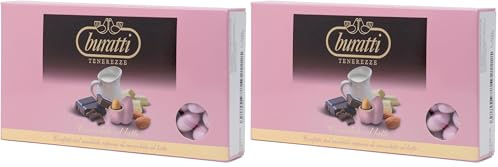 Buratti Confetti alla Mandorla Ricoperta di Cioccolato, Tenerezze Rosa - 1000 g (Confezione da 2)