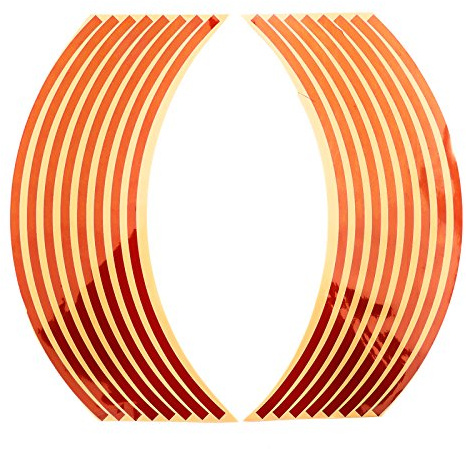 16 Piece 8mm Wide Motorbike Car Reflective Wheel Rim Tape In Orange For 18'' Inch Or Under Wheels Sticker Trim
