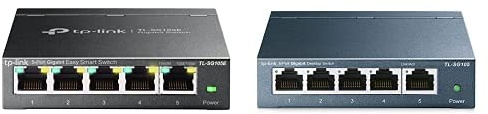 TP-Link TL-SG105E 5-Ports Gigabit Easy Smart Managed Netzwerk Switch mit TP-Link TL-SG105 5-Ports Unmanaged Lan Switch