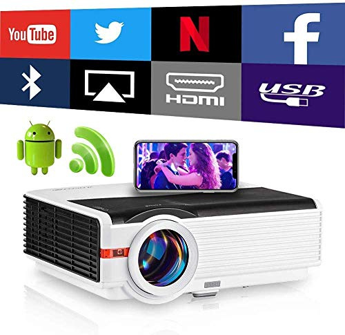 7200 Lumen High Brightness Projector WiFi Bluetooth, HD 1080P Supported HDMI Digital Smart TV Proyector, Compatible with Blu Ray DVD Laptop Computer Playstation Xbox Fire TV Stick Smartphones