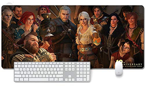 Mauspad Witcher 3 Anime Mauspad Gemütlich Mousepad 900x400mm Mikrofaser Verbessert Geschwindigkeit und Präzision, rutschfest Gummierte Unterseite Waschbar Verschleißfest,Für Desktop PC, A, A