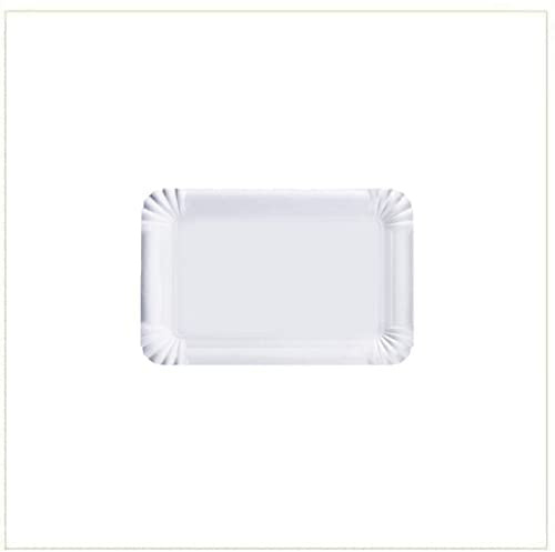VIRSUS Vassoio di Cartone Bianco per Pasticceria - Pacco da kg. 10 (Circa 222pz) - Formato cm. 14,5x22,5 cm Mis. 2 - Vassoi rettangolari monouso Utilizzabili per servire Dolci, pasticcini, Torte