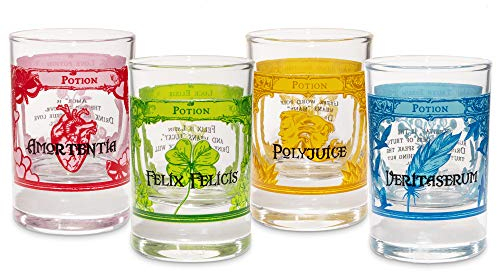 getDigital Magic Potion - Set di 4 bicchieri magici in vetro per liquori e liquori, 4 cl, lavabili in lavastoviglie