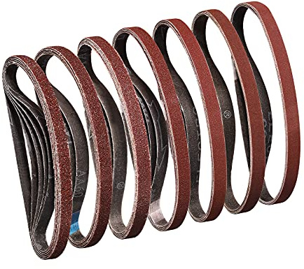 Sruhrak Nastri Abrasivi 13 x 457 mm - 5 Ciascuno di Grane 40/60/80/120/180/240/320Carta Abrasiva per Levigatrice a Nastro, Ideale per Levigare,Limare,Affilare e Rimuovere Vernice/Legno (35 Pezzi)