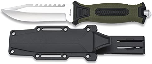 Tiendas LGP - Albainox 32539 - Cuchillo Albainox H:12 cm – Mango de ABS y Goma, Funda Rígida, Herramienta para Caza, Pesca, Camping y Supervivencia