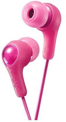 JVC Gumy in Ear Earbud Headphones with Paper Package, Powerful Sound, Comfortable and Secure Fit, Silicone Ear Pieces S/M/L - HAFX7PN (Pink)