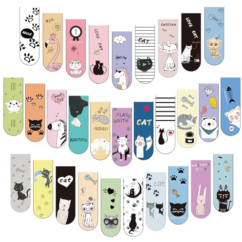 Magnetische Lesezeichen, 30 Stück - Magnetische Kinder Lesezeichen, Bookmark, Magnetlesezeichen, Lesestreifen für Grundschule - Schule Zubehör für Schüler Buchliebhaber (M)