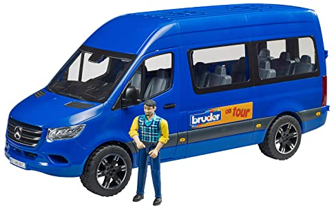 bruder 02681 - MB Sprinter Transfer mit Fahrer - 1:16 Fahrzeuge, Transporter, Bus, Auto, bworld Figur
