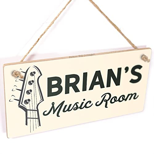 Personalised Music Room Sign, Guitar Headstock Decor | Guitar-themed marker for named music rooms