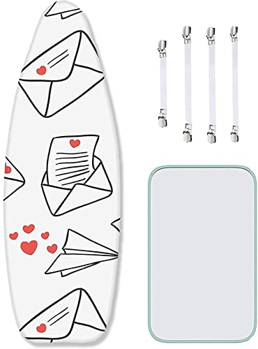Grande Copriasse da Stiro 160x60cm XXL, 100% Cotone Coulisse di serraggio Copri ASSE da Stiro per Stirare Facile e Veloce, Copertura tavola da Stiro Anti bruciatura, 4 Elastici in Dotazione