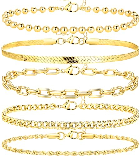 Poxtex Extra Large Anklets for Women - 12 Large Ankle Bracelets with 10+2 Adjustable Length, Waterproof, Real 14K Gold Dainty Anklets
