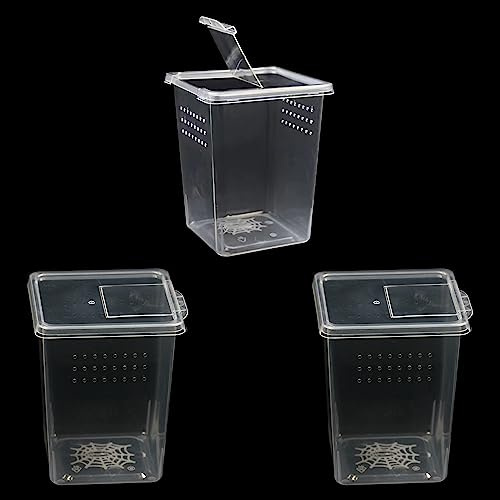 3 Stück Insektenspinnen-Terrarien Zuchtbox, kleiner Reptilienschlüpfbehälter, Kunststoff-Reptilienbox für Baumspinne, Tarantel, Mantis, Skorpion, Tausendfüßler, kleine Reptilien