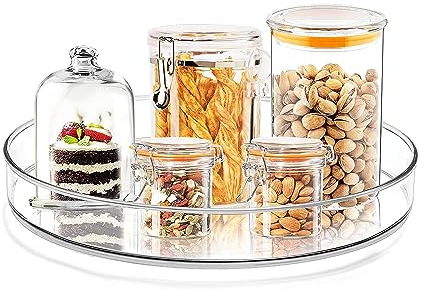 ERBO Drehteller Organizer, Küchen Kühlschrank Organizer, 360° Kühlschrank Drehplatte Gewürzhalter, Drehbarer Organizer für Küche Speisekammer Schrank Dresser (23cm Durchmesser)