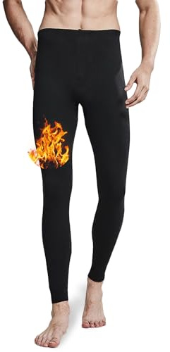 ACHTELEPHS Gefütterte Thermounterhose aus Baumwolle - Extra Warme Herren Thermo Unterhosen - Lange Winter Skiunterwäsche mit Fleece