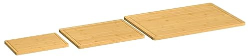 vidaXL Schneidebrett Set 3 TLG., Küchenbrett zum Schneiden von Käse Brot Fleisch, Servierbrett für Küche, Käsebrett Brotschneidebrett Vorspeisenplatte, Bambus