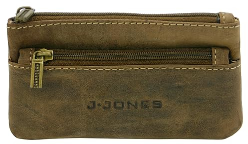 J.Jones - Schlüsseltasche - Key Holder - Schlüsseletui - Echt-Leder - RFID-Schutz - Used Optik - Antik Braun (12,5 x 7,5 cm)
