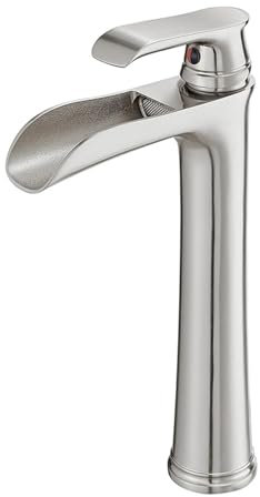 Robinet Vasque à Poser pour Salle Bain Ouverte Robinet Cascade Lavabo Simple Mitigeur Haut pour Vasque,Or Brossé