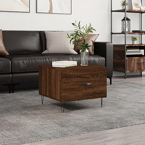 prissent Beistelltisch 50x50x40cm Braun Eichen-Optik Holzwerkstoff,Eisen Couchtisch Konsolentisch Schmal Blumenständer Tisch Wohnzimmer Nachtschrank Stehtisch Outdoor Gartentisch Laptop Tisch