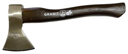 DAHLMANN GA02-S Handbeil Axt mit Hickory Holz Stiel Länge 360mm Kopfgewicht 600g inkl. Klingenschutz by Granit Black Edition