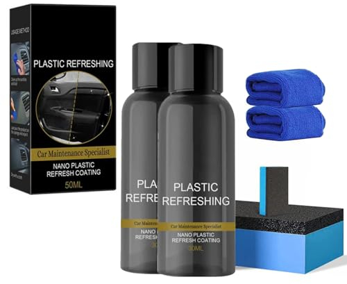 Kidmis Reparaturmittel für Autokunststoffe, 50ML Revitalisierendes Beschichtungsmittel für Kunststoffe, Plastic Revitalizing Coating Agent, Auto Kunststoffteile Runderneuerungsmittel (2 Stück)