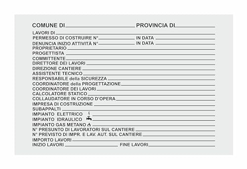 GLOBAL CARTELLO SEGNALETICO - cartello per cantieri concessione edilizia - Adesivo Extra Resistente, Pannello in Forex, Pannello In Alluminio (30X42 CM, Plastica)