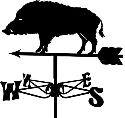 Brigtviee Wetterfahne aus Metall mit Schwein-Motiv, Wetterhahn, Windrichtungsanzeige, Messwerkzeug, Rostschutzbeschichtung, Windfahne aus Metall, Dach Garten Dekoration Weathervane