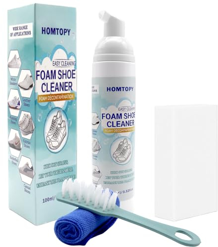 MEIEGOU Shoe Cleaning Kit, Shoe Cleaner（with Brush, Towel and Sponge） White Trainer Cleaner,for sports, leather and casual shoes Shoe Whitener- 100ml