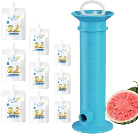 Quetschstation – -Füllstation, Babynahrungsbeutel-Maker | Püree-Obstpresse mit 15 wiederverwendbaren Beuteln, - und Babynahrungsbeutel für Kinder, mit Lebensmittelspender, reine Farbe und