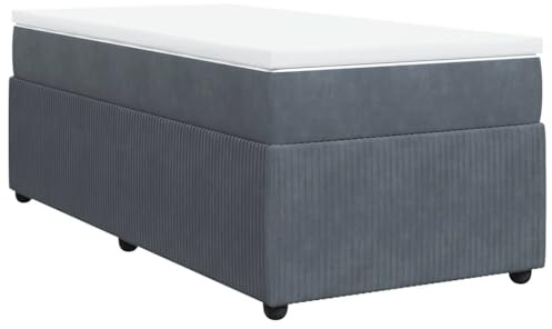 vidaXL Boxspringbett mit Matratze Dunkelgrau 80x200 cm Samt