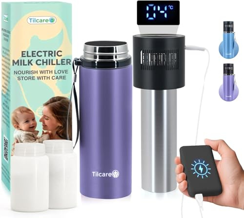 Enfriador eléctrico de leche materna: tiempo de enfriamiento ilimitado, 2 botellas de almacenamiento de 150 ml/5 oz, 5 V USB-C portátil leche materna almacenamiento
