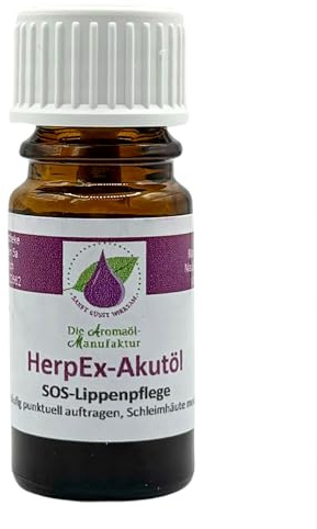 Die Aromaölmanufaktur Herpex Akutöl 5ml - Bio Pflege bei Lippenherpes | wohltuendes Lippenpflegeöl bei ersten Herpes-Anzeichen: 100% Bio, natürliche ätherische Öle, sanft, beruhigend , schützend