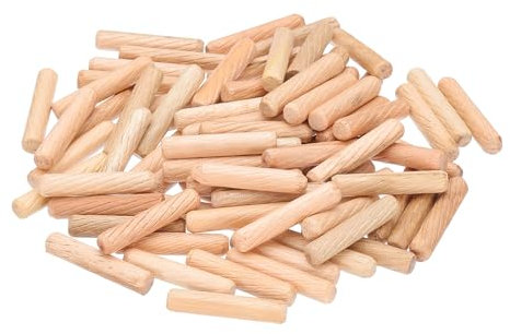 PATIKIL 1/4 Clavijas de Madera, 144Pcs Clavijas de Madera M6x20mm Pasadores de Madera de Haya con Ranura Estriada para Una Fácil Inserción En Manualidades, Muebles, Puertas Y Arte