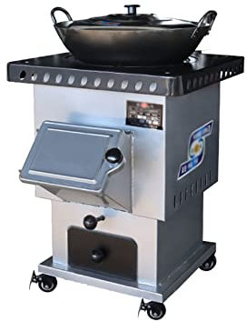 Estufa LeñA Estufa de Camping Estufa de Leña, Estufa de Leña, Estufa de Hierro Fundido para Calefacción y Cocina, con Wok, Móvil