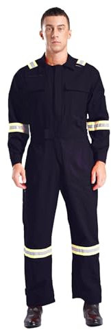 winying Herren Langärmeliger Arbeitsoverall Baumwoll Ganzkörper Mit Multi-Pocket Full Body Mechaniker Kleidung Navy blau M
