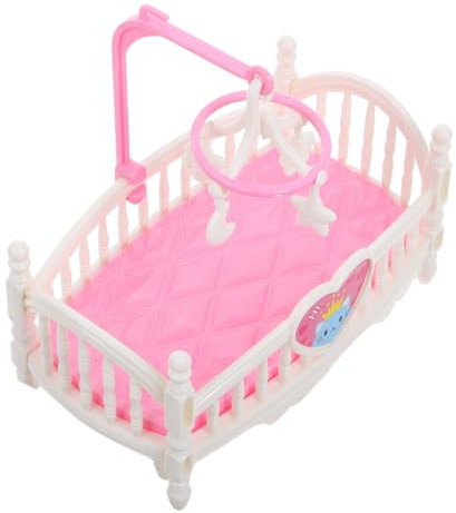 WESIEVYA Doll House Crib House Twin Bunk Beds Cot Bed Mini Dolls Mini Babies Dolls Beds Rabbit Bunny Crib Prop Bed for Rotatable Dollhouse White Abs