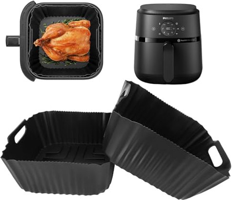 2PCS Silicone Air Fryer Liner for Philips Airfryer 2000 Series 4.2L, Dishwasher Safe Silicone Airfryer Accessories Silicone Liners for NA229/09 Philips 4.1L HD9252 HD9200 HD9255