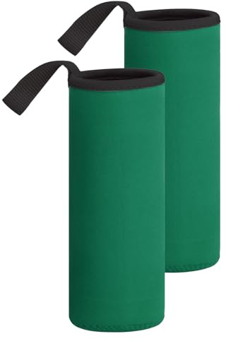 QUARKZMAN 2pcs Housse pour bouteille eau en néoprène 18.5oz Porte-bouteille isolé pour verre eau Sac transport pour bouteille boisson pliable Couverture Vert foncé