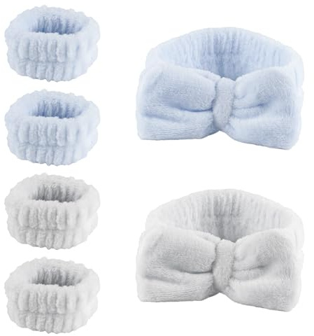6 Pcs Wrist Bands for Face Washing & Hair Band Set, Face Wash Wristbands, Soft Absorbent Towel Wristbands for Washing Face, Spa Skincare Wrist Sweat Bands Ladies, Keep Liquid from Spilling Down Arms