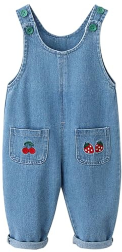 Rainjia Salopette Neonato Unisex in Denim di Cotone, Tuta a Bottoni Regolabile (6M-5A) - Jeans Elastici Morbidi, Completo Monopezzo per Gioco